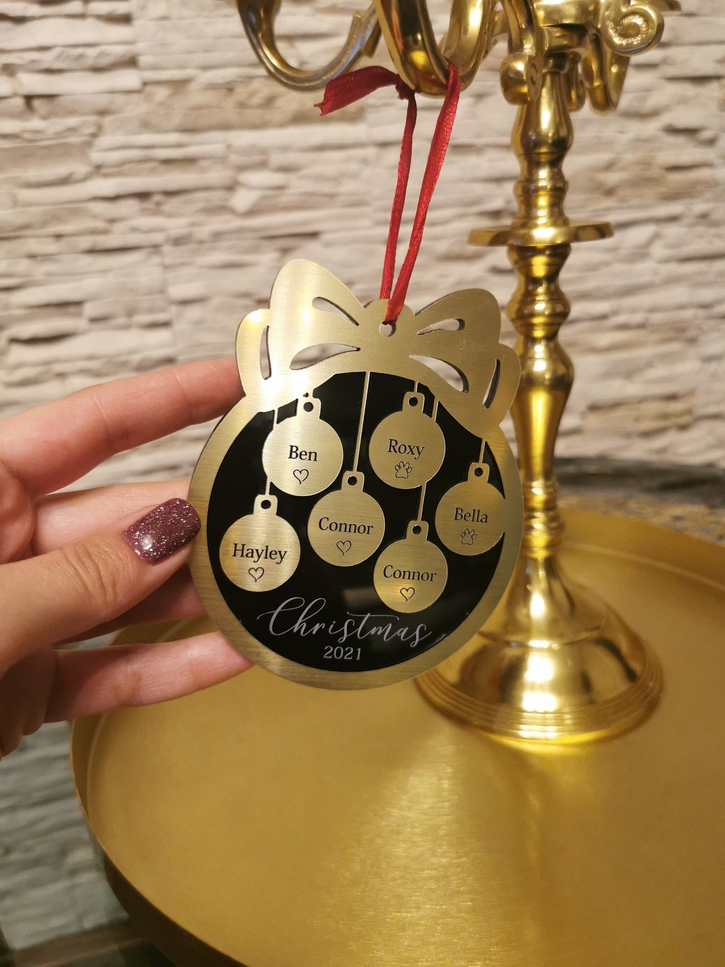 Our First Christmas Ornament - Wedding Gift, Anniversary Keepsake, Engagement, Custom Family Ornament, Romantic Gift, Bridal Shower Present