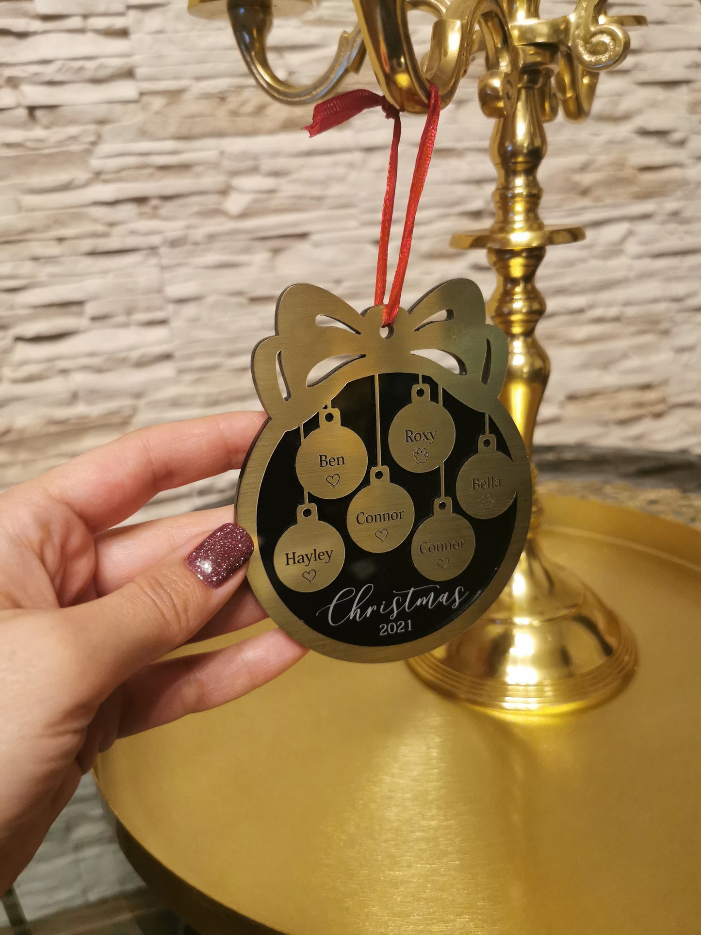 Our First Christmas Ornament - Wedding Gift, Anniversary Keepsake, Engagement, Custom Family Ornament, Romantic Gift, Bridal Shower Present