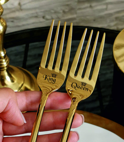 Valentines day engagement aniversary gift for couple, funny engraved forks, I forking love You cutlery, birthday gift for her him wife