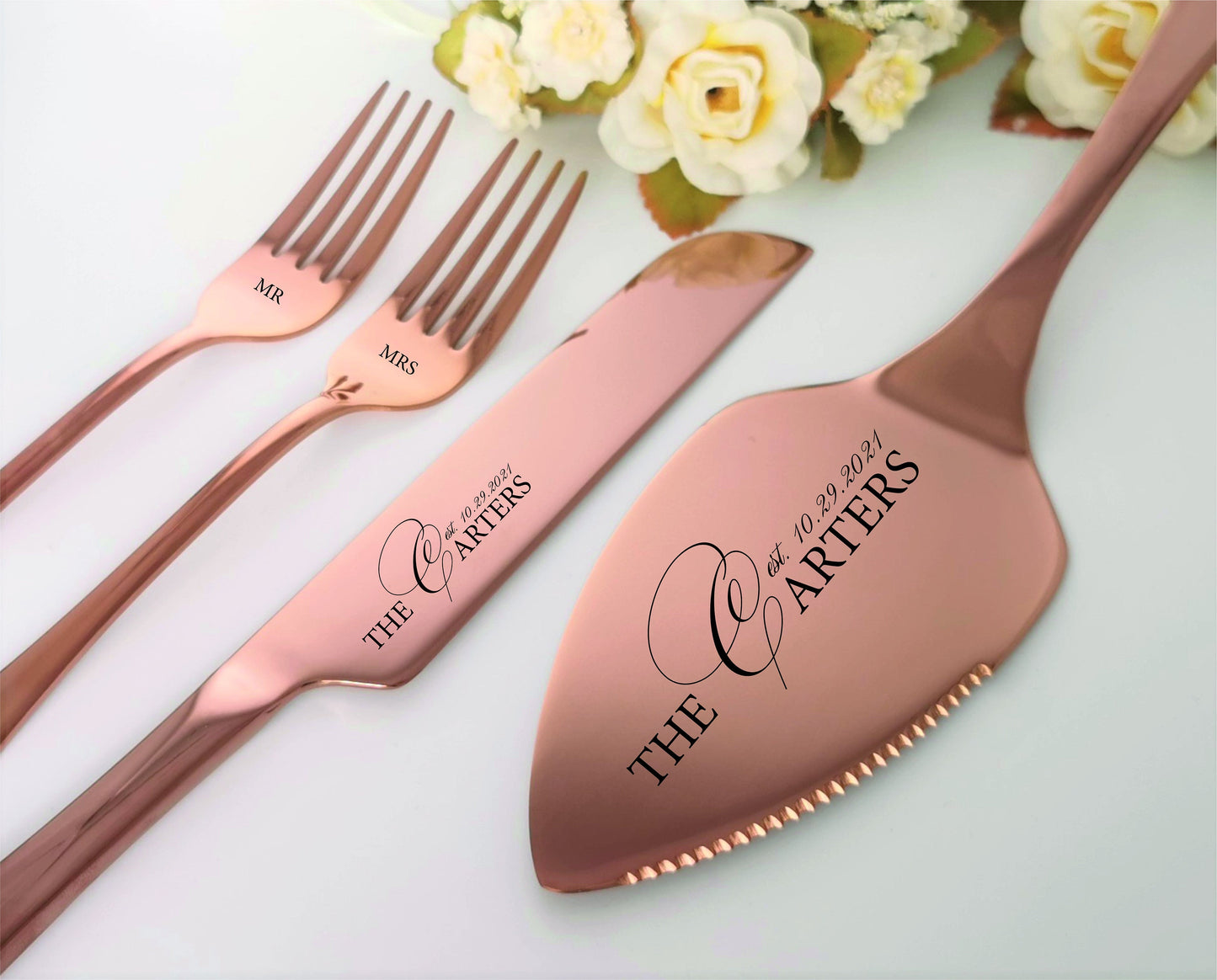 Personalisiertes Tortenmesser-Set für die Hochzeit: Graviertes Geschenk zur Brautparty