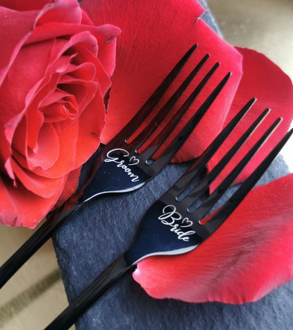 Custom Engraved Wedding Forks: Personalized Stainless Steel Cutlery Set