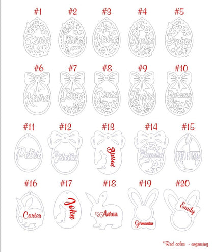 5 Personalized Easter Egg Ornaments: Laser Cut Wood Baubles