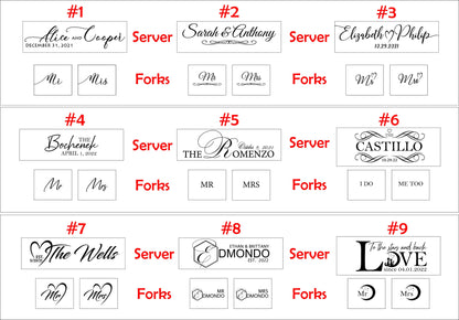 Personalized Black Wedding Cake Server Set: Engraved Stainless Steel Cutlery