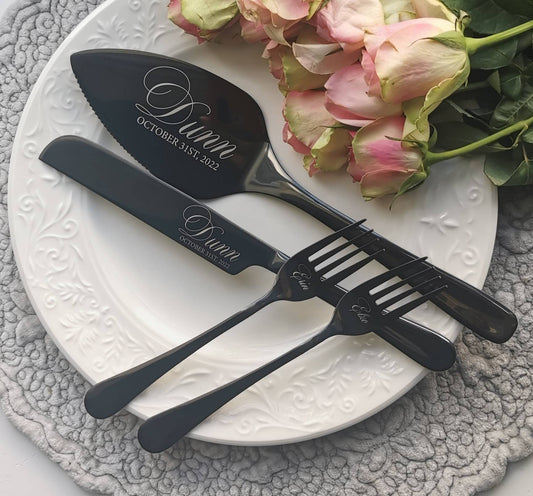 Personalized Wedding Cake Knife Set: Engraved Bridal Shower Gift
