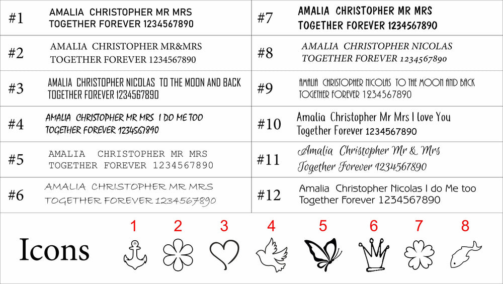 Engraving fonts 1 to 12, icons and Chinese zodiac animals