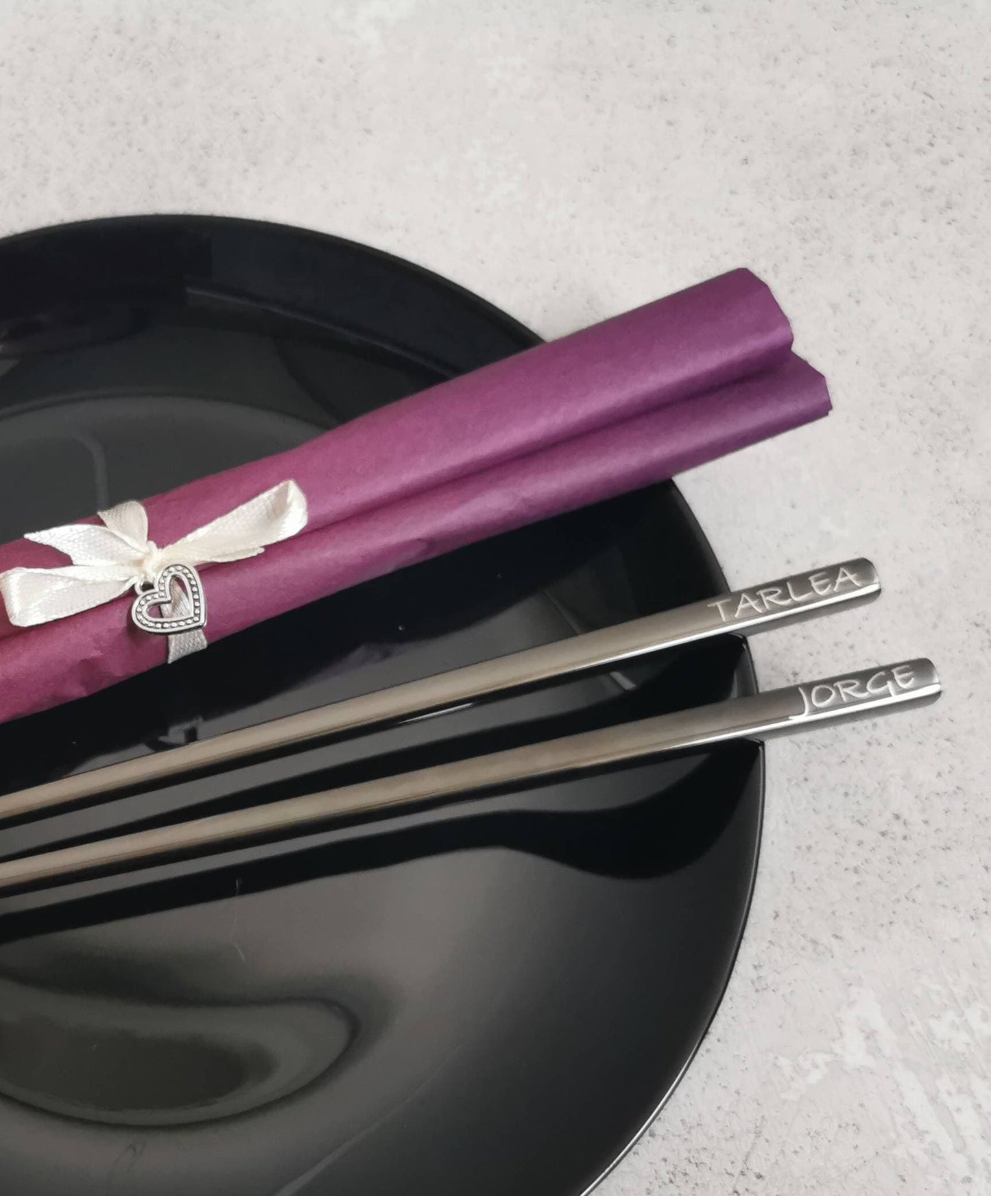 Personalized Valentines Day Gift for Him Her, Custom Engraved Stainless Steel Chopsticks, Metal Japanese, Chinese, Korean Utensils with Name