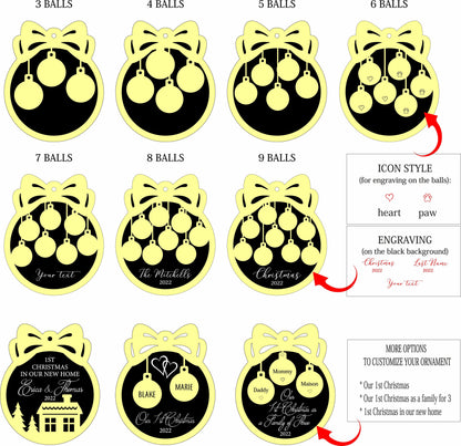 Our First Christmas Ornament - Wedding Gift, Anniversary Keepsake, Engagement, Custom Family Ornament, Romantic Gift, Bridal Shower Present