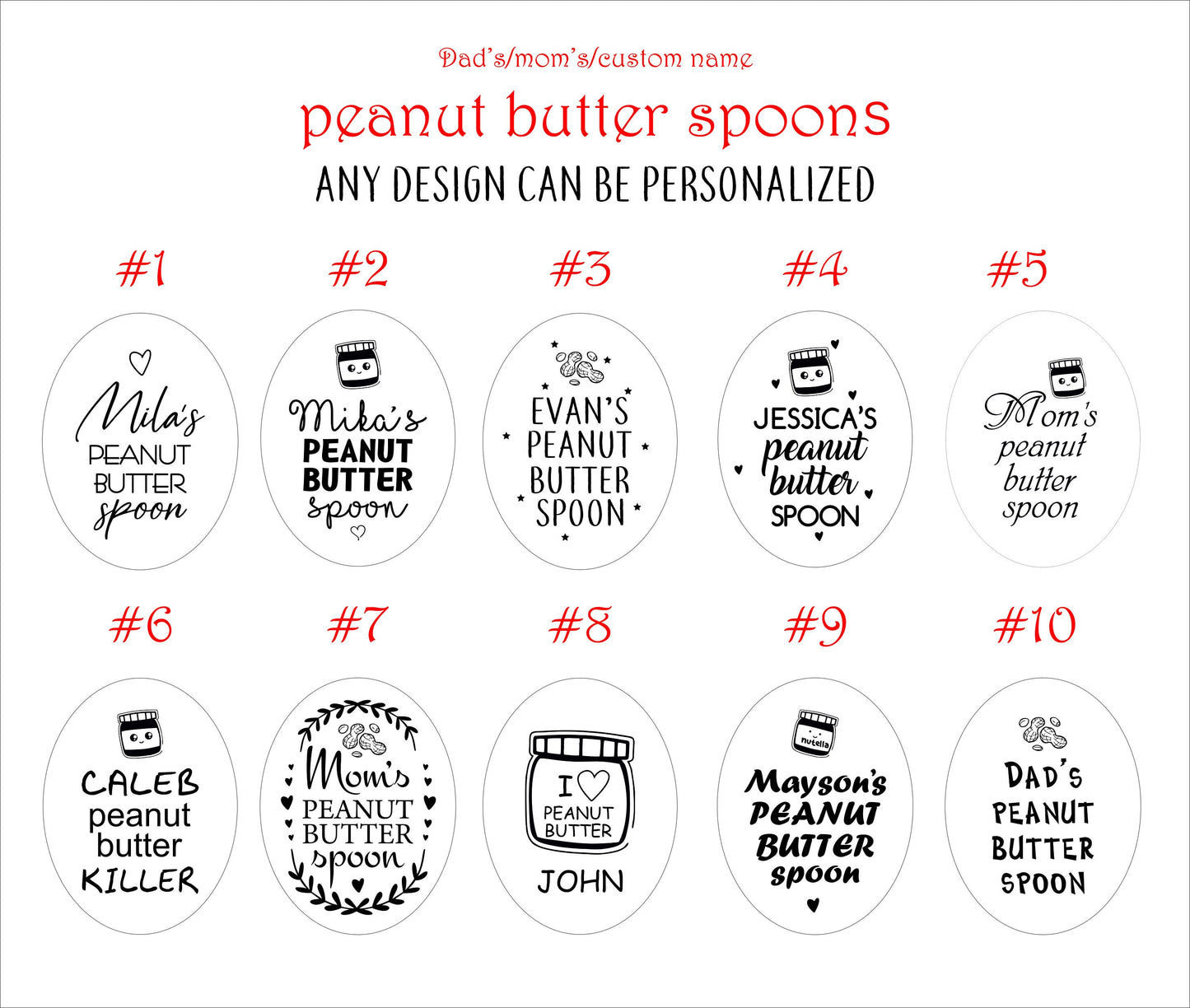 Name peanut butter spoon, Personalized ice cream shovel Engraved name cutlery Custom Christmas keepsake gift for her him mom dad boyfriend