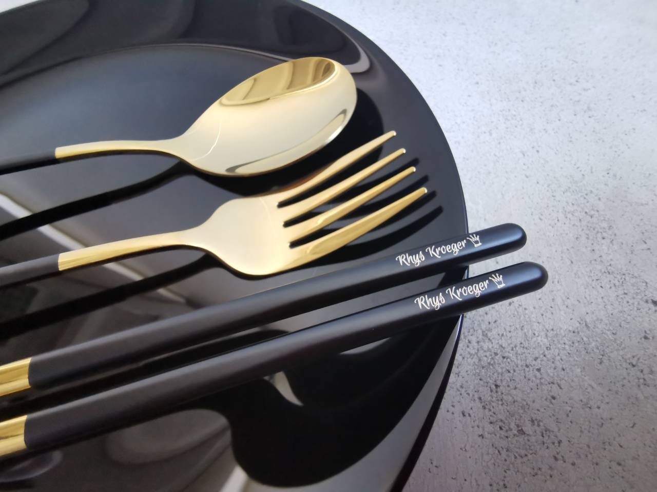 Personalized Chopsticks, Fork Spoon Set – Engraved Stainless Steel Cutlery with Case for Kids, Camping & Travel