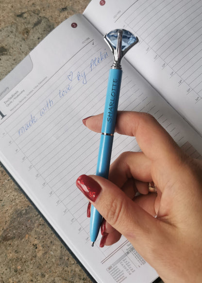 Personalized Diamond Pen Engraved Wedding Bridal Shower Favor for Guest Bridesmaid Inspired Gift Custom Name Text Crystal Ballpoint for Her