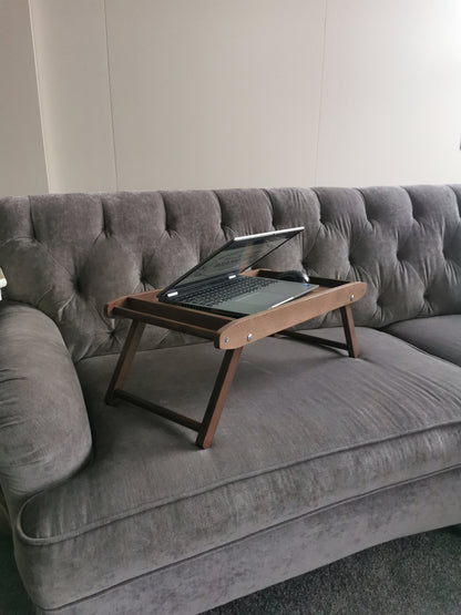 Personalized Wooden Bed Tray Table: Custom Engraved Lap Desk with Folding Legs