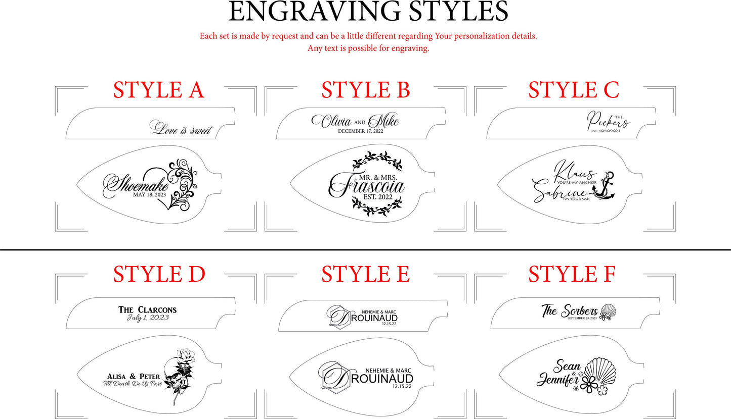 Personalized Black Wedding Cake Serving Set: Gothic Halloween Skeletons Knife