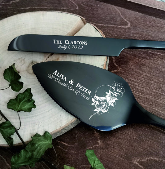 Personalized Gold Wedding Cake Cutter Set: Engraved Anniversary Keepsake