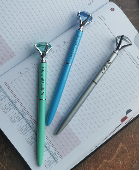 Personalized Diamond Pen Engraved Wedding Bridal Shower Favor for Guest Bridesmaid Inspired Gift Custom Name Text Crystal Ballpoint for Her