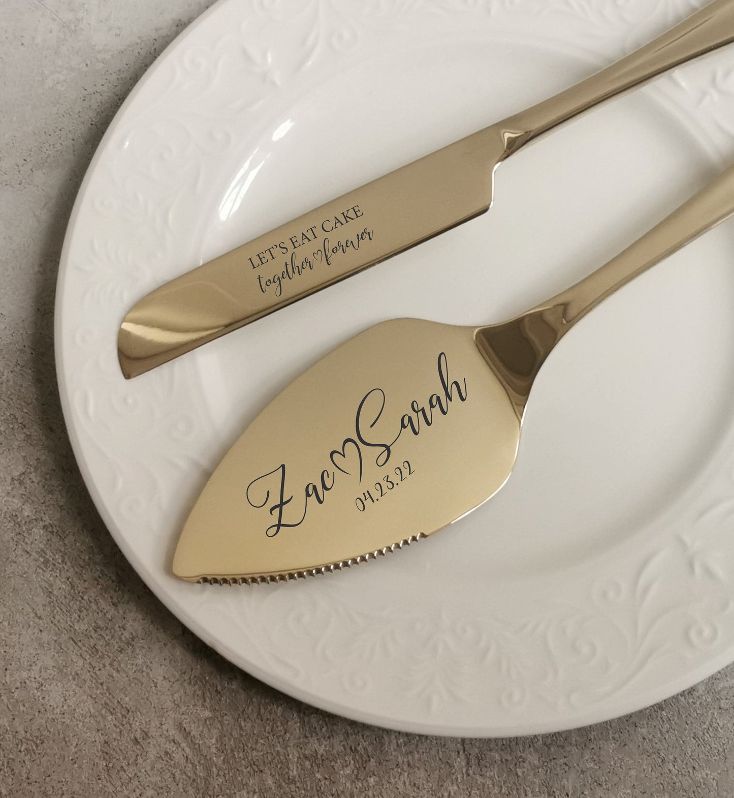Custom Engraved Silver Cake Server Knife Gift: Perfect Keepsake for Bridal Shower, Wedding, Anniversaries, Cutlery Set for Bride Groom