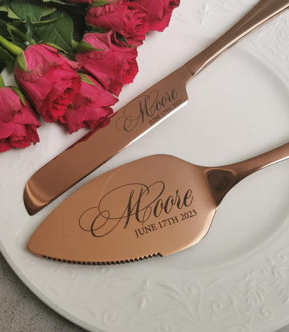 Personalisiertes Tortenmesser- und -heber-Set für Hochzeiten: Gravierter Edelstahl