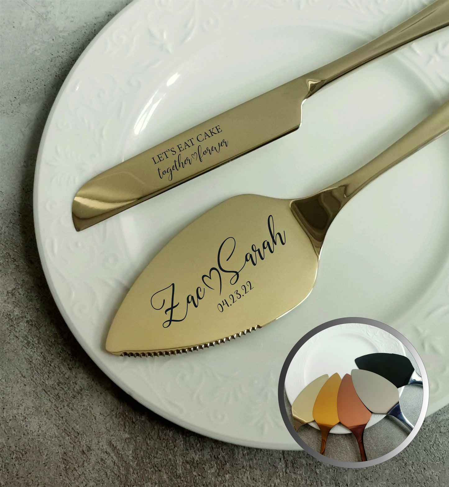 Luxury Customized Wedding Cake Cutting Set,  Solid Engraved Server Knife Gift, Personalized Anniversary Birthday New House Keepsake for her