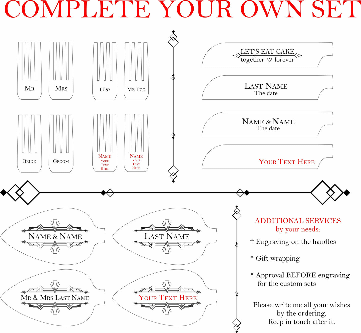 Custom Wedding Cake Cutting Serving Set for Her Him: Engraved Server Knife & Forks, Elegant Flatware Gift for Bridal Shower US TAXES PAID