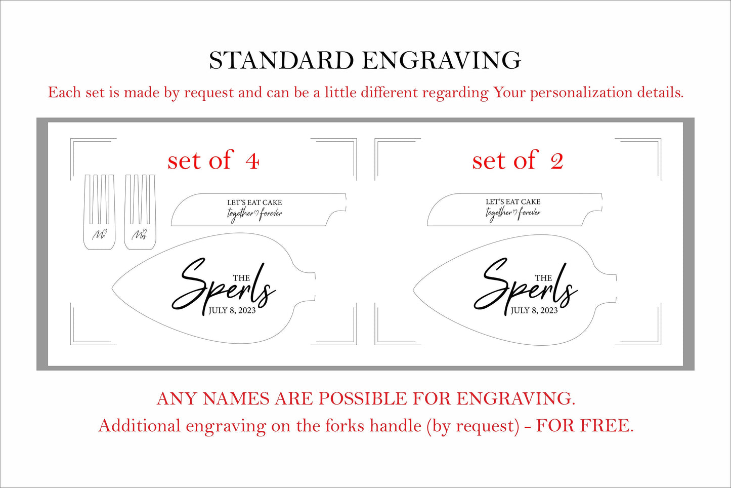 Engraved Wedding Cake Serving Set: Personalized Bridal Shower Gift