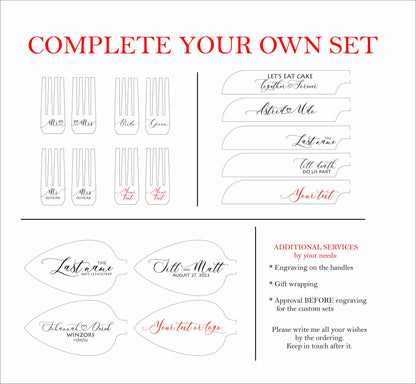 Personalized New Family Keepsake for Wedding Anniversary or Bridal Shower: Black Cake Serving Set Gift with Custom Logo, Unique Cutlery Kit