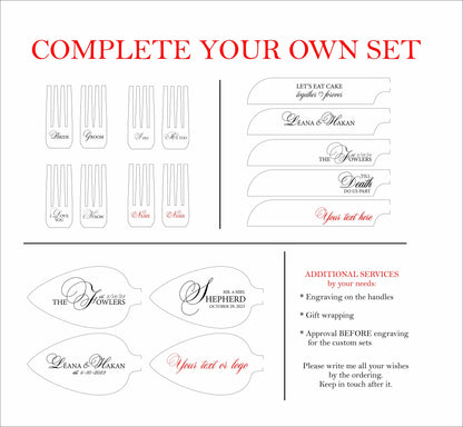 Engraved Wedding Cake Cutting Set: Personalized Stainless Steel Knife & Server