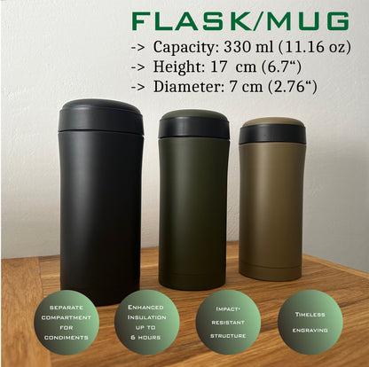 Personalisiertes Weihnachtsgeschenk für Reisende, Wanderer, Militärangehörige, Motorradfahrer und Campingfans: Gravierte 2-in-1-Isolierflasche/Becher