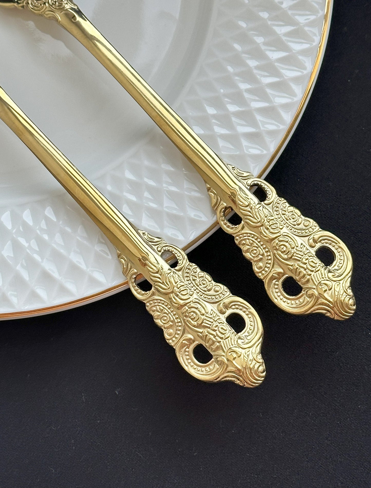 Personalized Wedding Plate & Gold Forks Set: Engraved Keepsake Gift