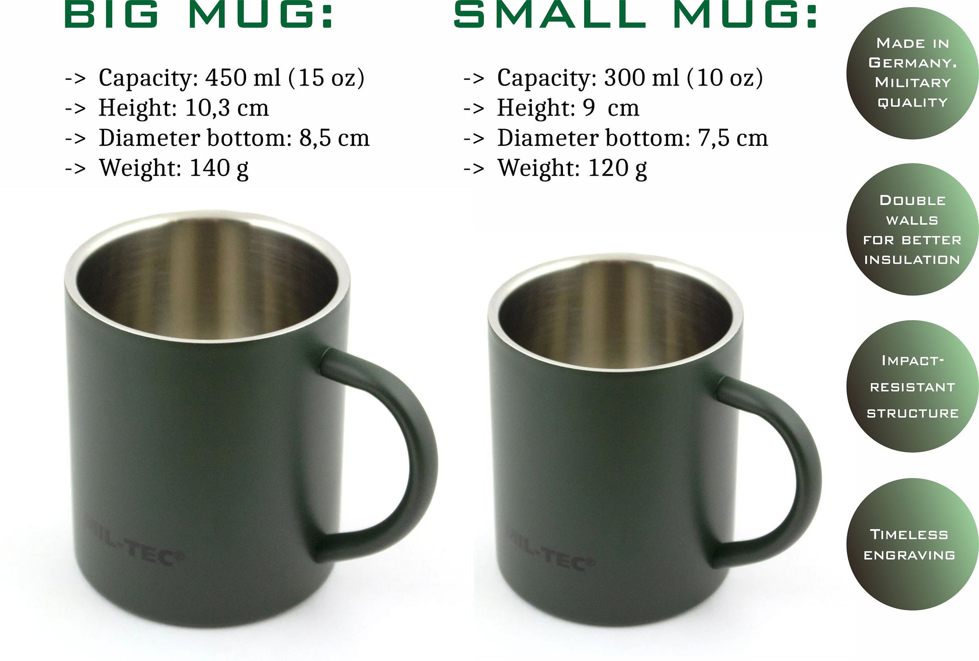 key features of stainless steel cups