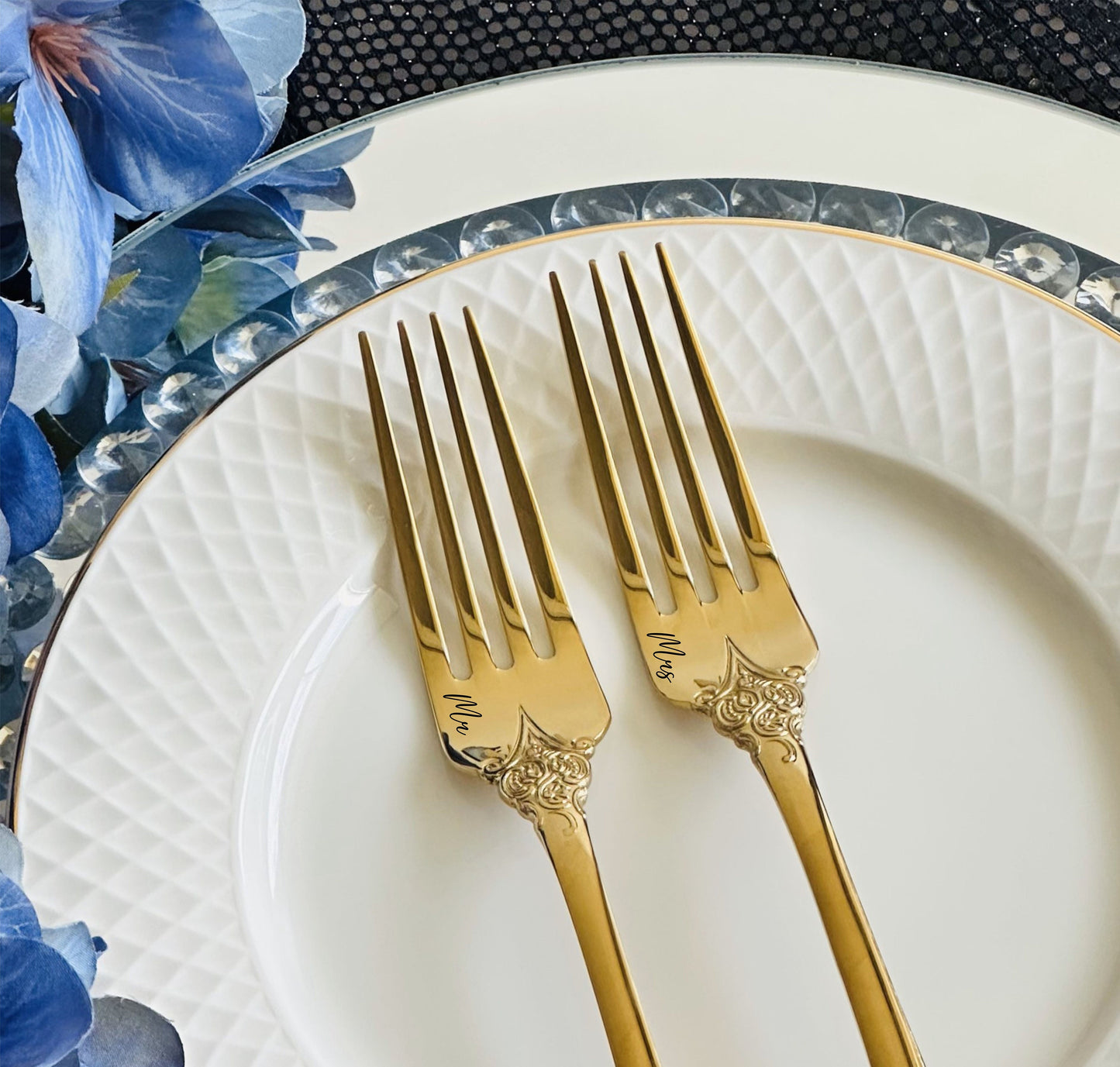 Engraved Wedding Forks Set: Personalized Mr & Mrs Keepsake