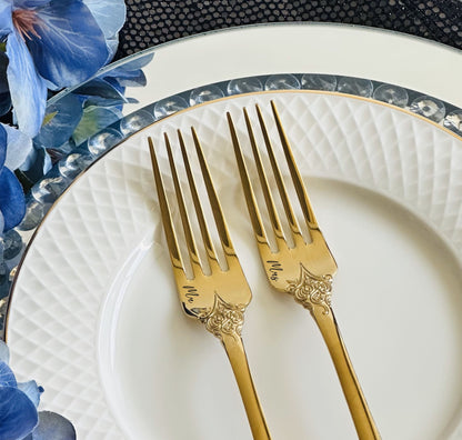 Engraved Wedding Forks Set: Personalized Mr & Mrs Keepsake