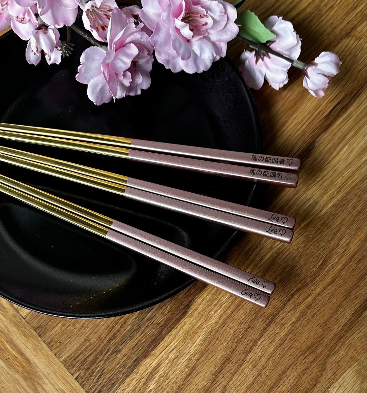 Engraved Chopsticks Set: Personalized Stainless Steel Cutlery, Gift Wrapped