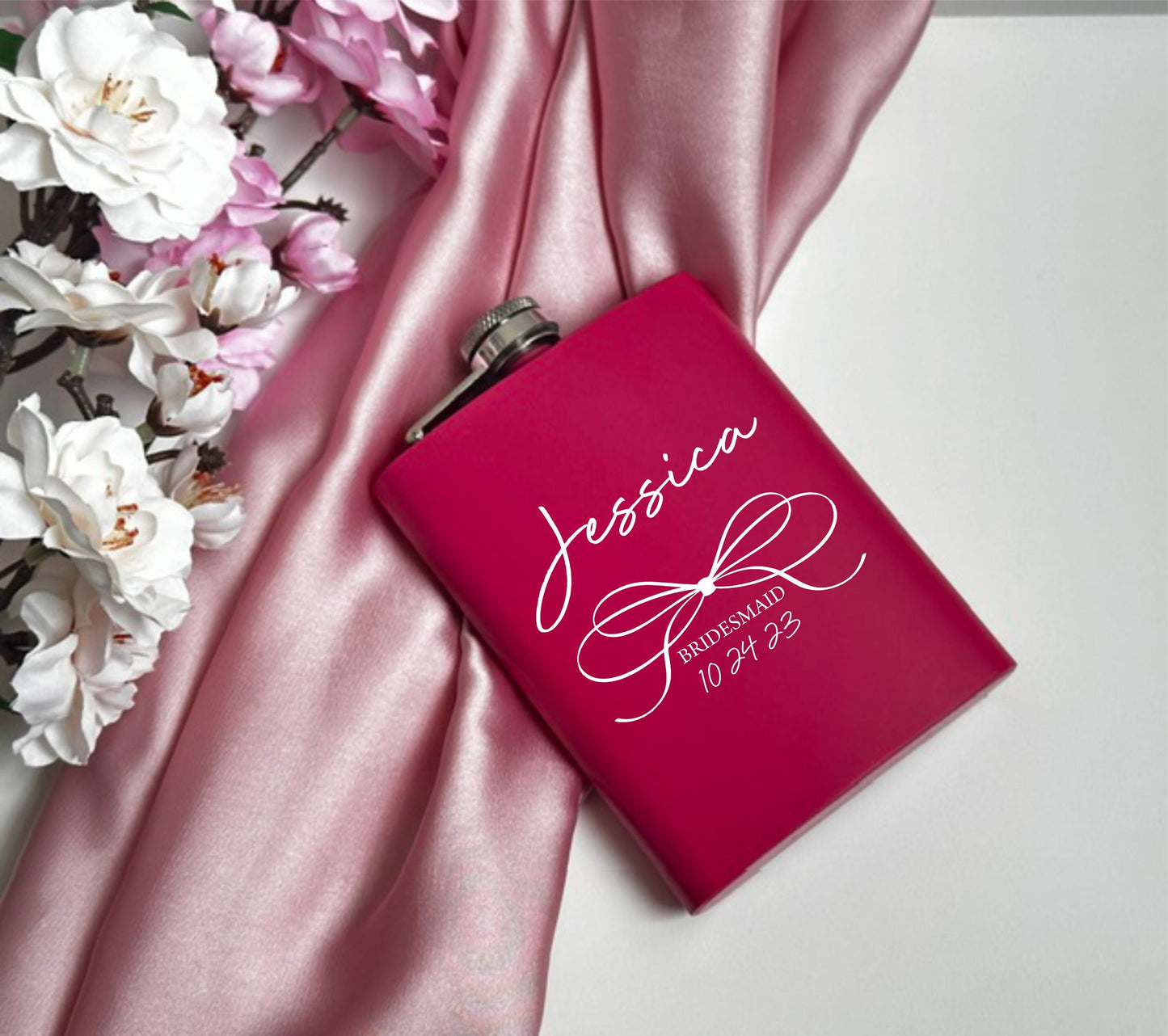 Custom Bride Bridesmaids Hip Flask Engraved Flask for Ladies Women, Elegant Wedding Bridal Shower Birthday Party Gift, Personalized Present