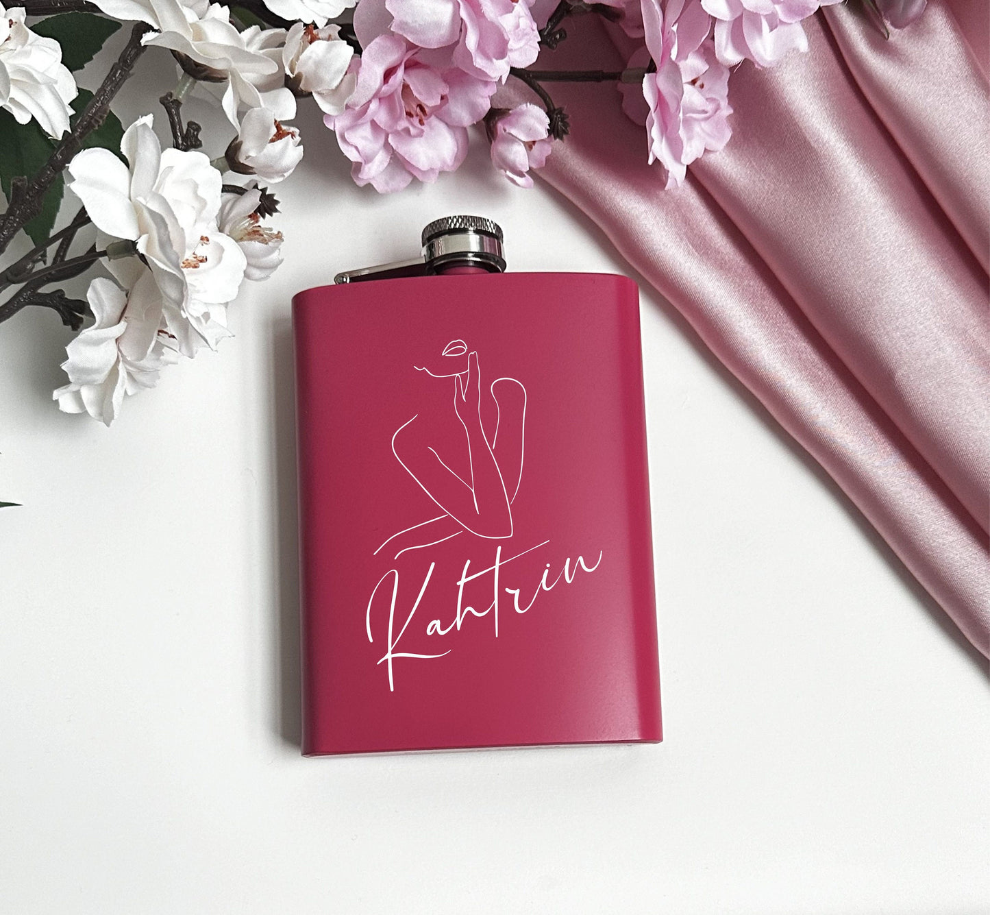 Custom Bride Bridesmaids Hip Flask Engraved Flask for Ladies Women, Elegant Wedding Bridal Shower Birthday Party Gift, Personalized Present