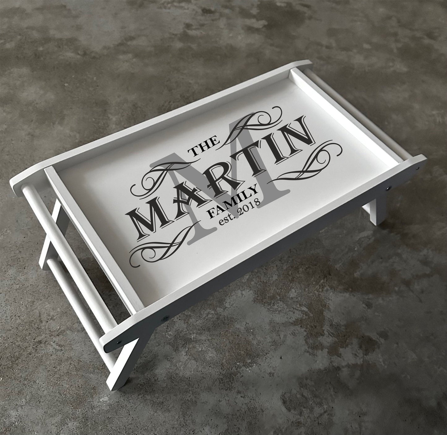 Personalized Wooden Bed Tray Table: UV Printed Folding Lap Desk