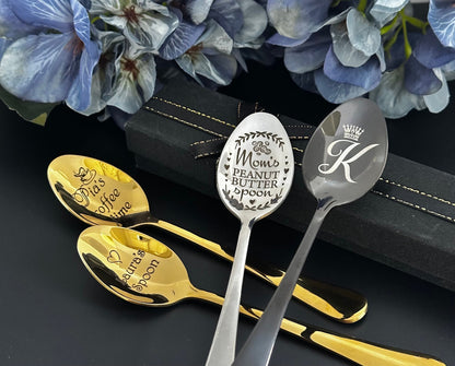 Engraved Stainless Steel Spoon: Personalized Coffee, Tea, Ice Cream Cutlery