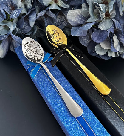 Weihnachtsgeschenk für Erdnussbutter- und Nutella-Liebhaber: Gravierter Tee-, Kaffee- und Latte-Löffel, personalisierte Eisschaufel, Weihnachtsgeschenk 2024