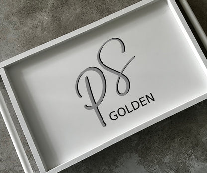 Personalized Breakfast Tray with Legs, Wooden Folding Laptop Desk with Engraved Name, Logo, Adjustable Bed Tray Table for Morning Coffee