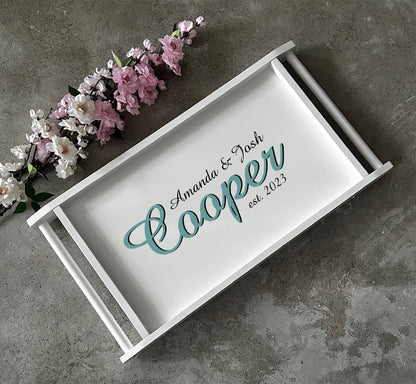 Personalized Breakfast Tray with Legs, Wooden Folding Laptop Desk with Engraved Name, Logo, Adjustable Bed Tray Table for Morning Coffee