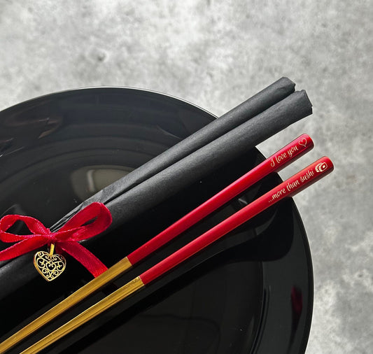 Engraved Metal Chopsticks Set: Personalized Asian Food Cutlery