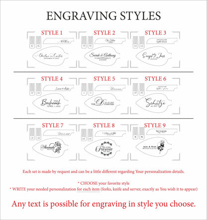 Champagne Cake Cutting Set for Wedding Ceremony: Engraved Solid Stainless Steel Server Knife & Forks for Bride and Groom, Anniversary Gift