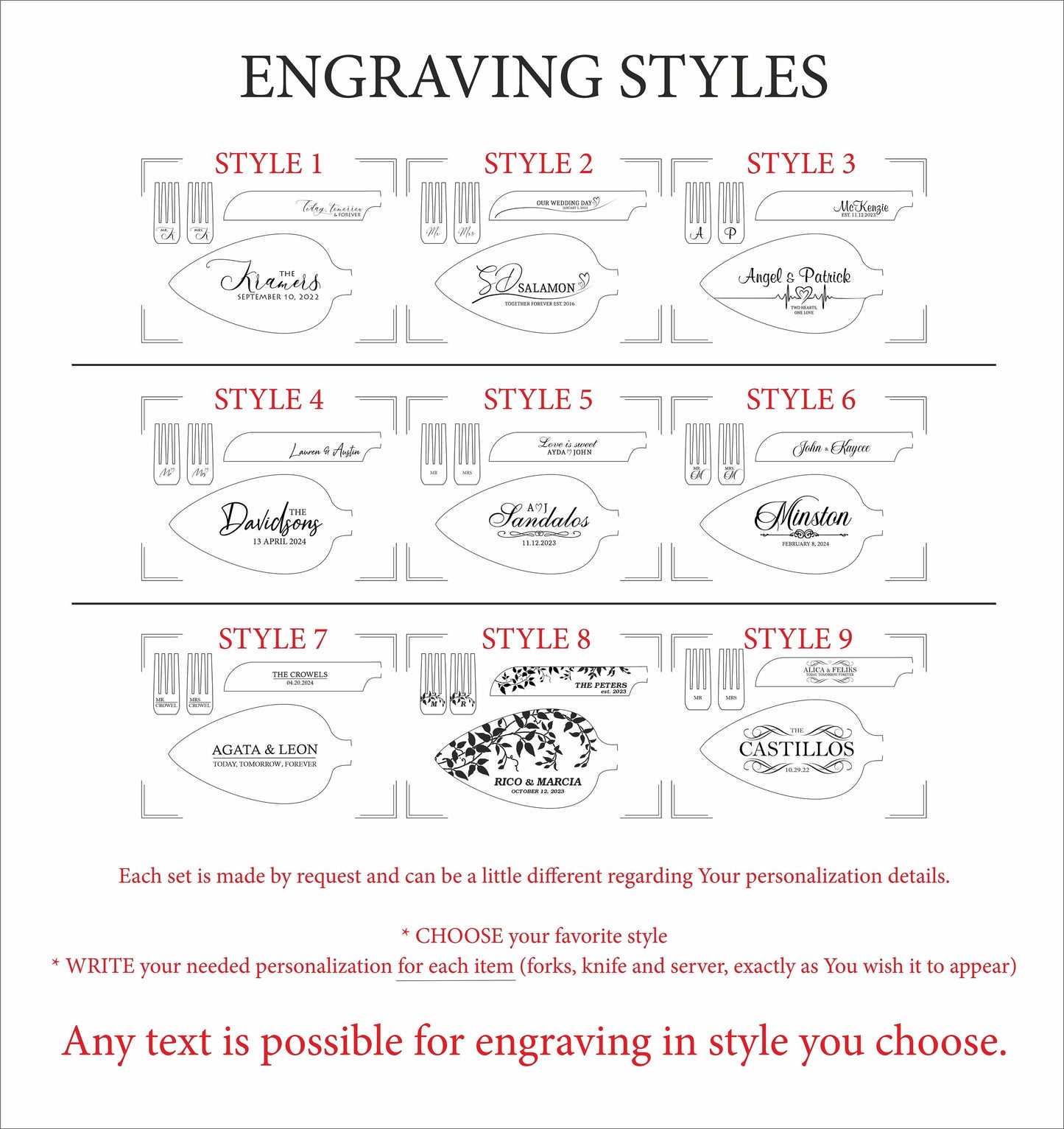 Personalized Wedding Cake Knife Set: Engraved Gold Silver Cutlery Gift