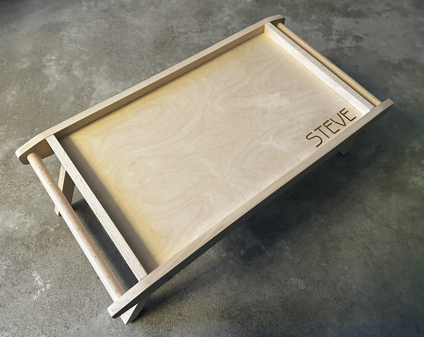 Engraved Wooden Bed Tray Table: Personalized Folding Breakfast Desk