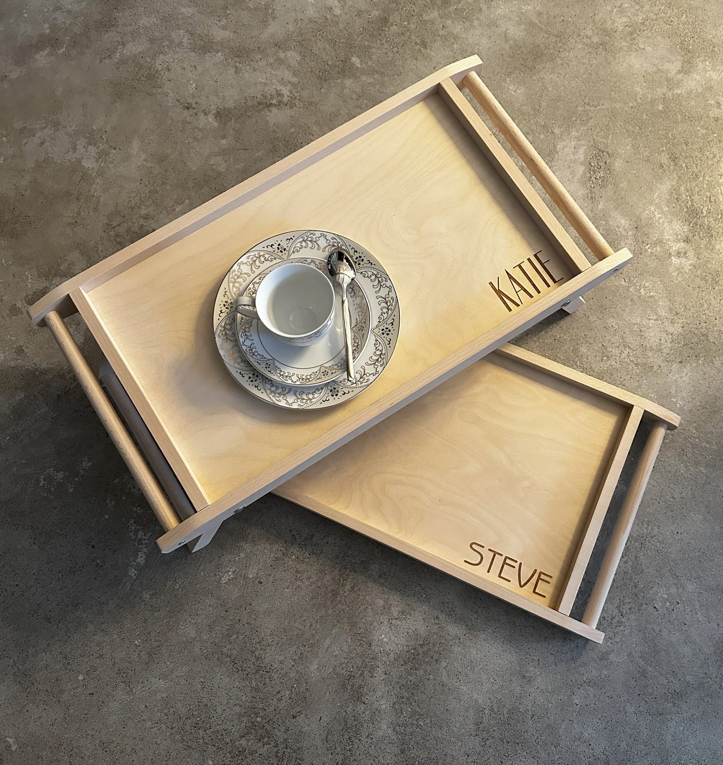 Engraved Wooden Bed Tray Table: Personalized Folding Breakfast Desk