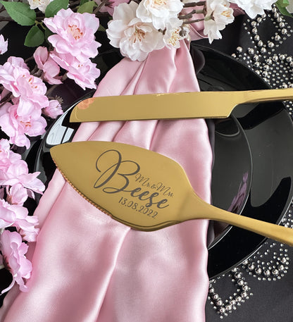 engraved GOLD cake server