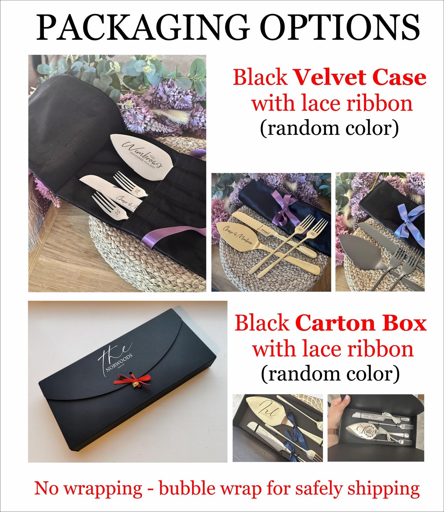 Solid Black Cake Cutting Set for Couple: Custom Engraved Wedding, Anniversary, Engagement Keepsake for Best Friends, Son, Daughter