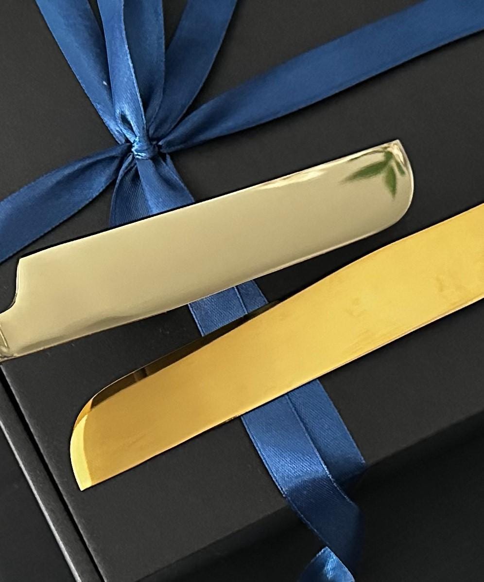 Custom Wedding Cake Cutting Set: Engraved Autumn Server, Knife & Forks, Gothic Bridal Shower Gift US TAXES INCLUDED