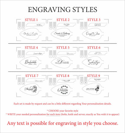 Luxuriöses, personalisiertes Set aus Tortenheber, Spatel und Gabeln für Hochzeiten: Gravierter Edelstahl, ideales Geschenk zum 50. Hochzeitstag (inkl. Steuern in den USA)