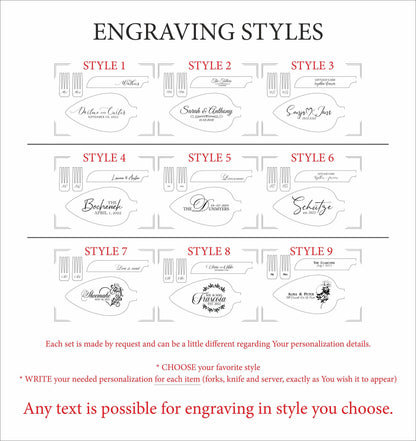 Engraved Wedding Cake Knife Server Dessert Forks Set: Personalized Stainless Steel Serving Cutlery, Anniversary Birthday Housewarming Gift