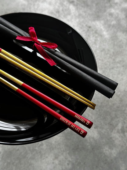 Personalized Sushi Chopstick Set – Custom Engraved Stainless Steel Chopsticks, Reusable Utensils for Asian Dishes