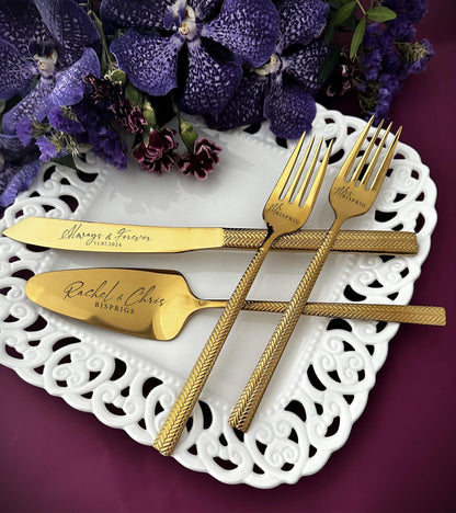 Personalized Wedding Cake Cutting Set: Engraved Stainless Steel Bridal Keepsake